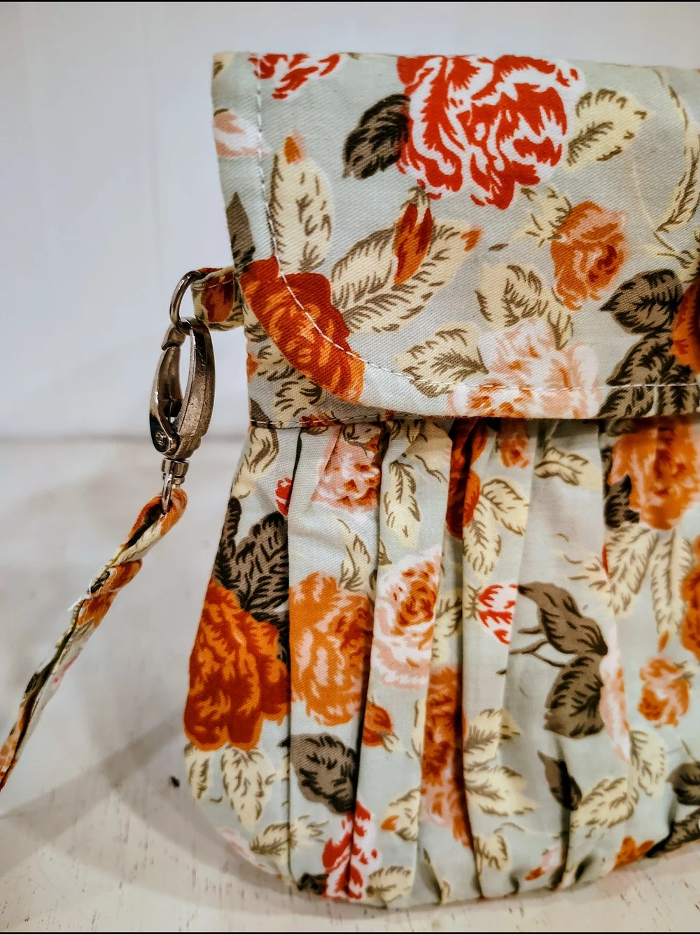 Handmade New Floral Pleated Dress with Wooden Heart Button
